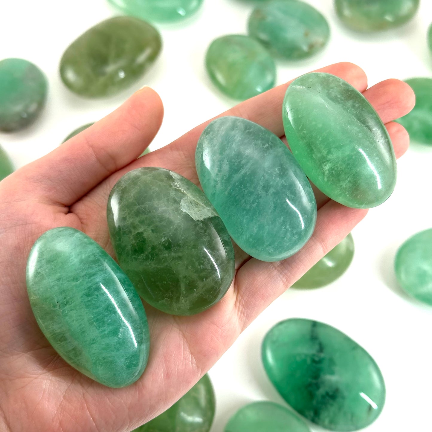 Green Fluorite Palm Stone, green fluorite, fluorite palmstone, palm stone, green fluorite, crystals