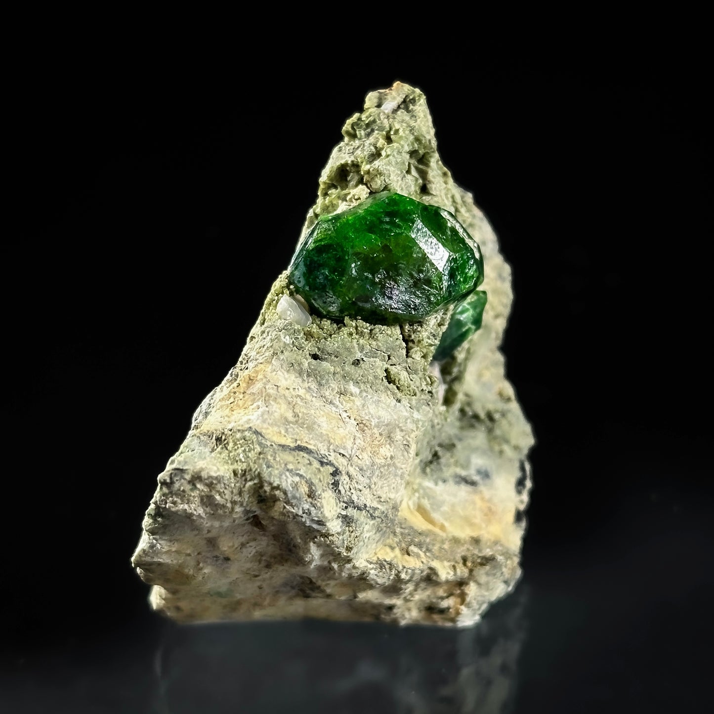 Demantoid Garnet on Matrix (BeIqeys Mountain) | green demantoid garnet crystal, rare mineral specimen