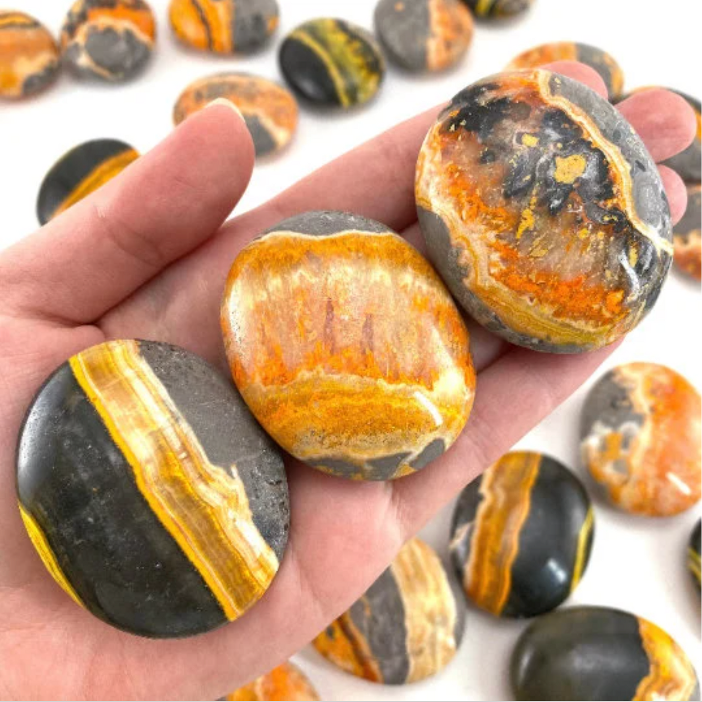 Bumbleebee Jasper Palm Stone, worry stone
