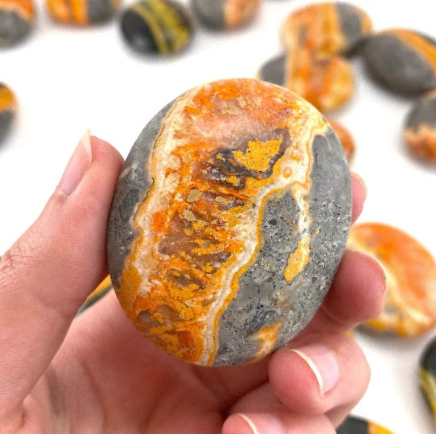 Bumbleebee Jasper Palm Stone, worry stone