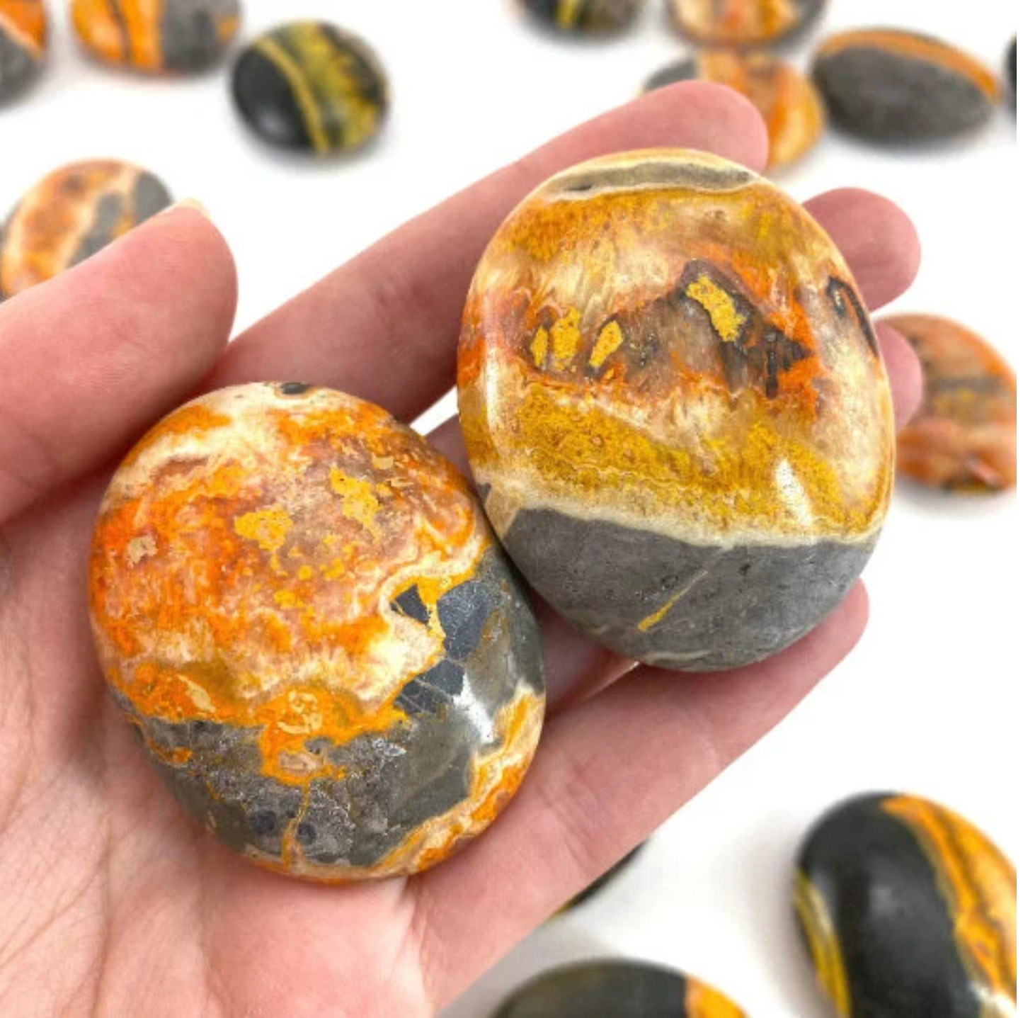 Bumbleebee Jasper Palm Stone, worry stone