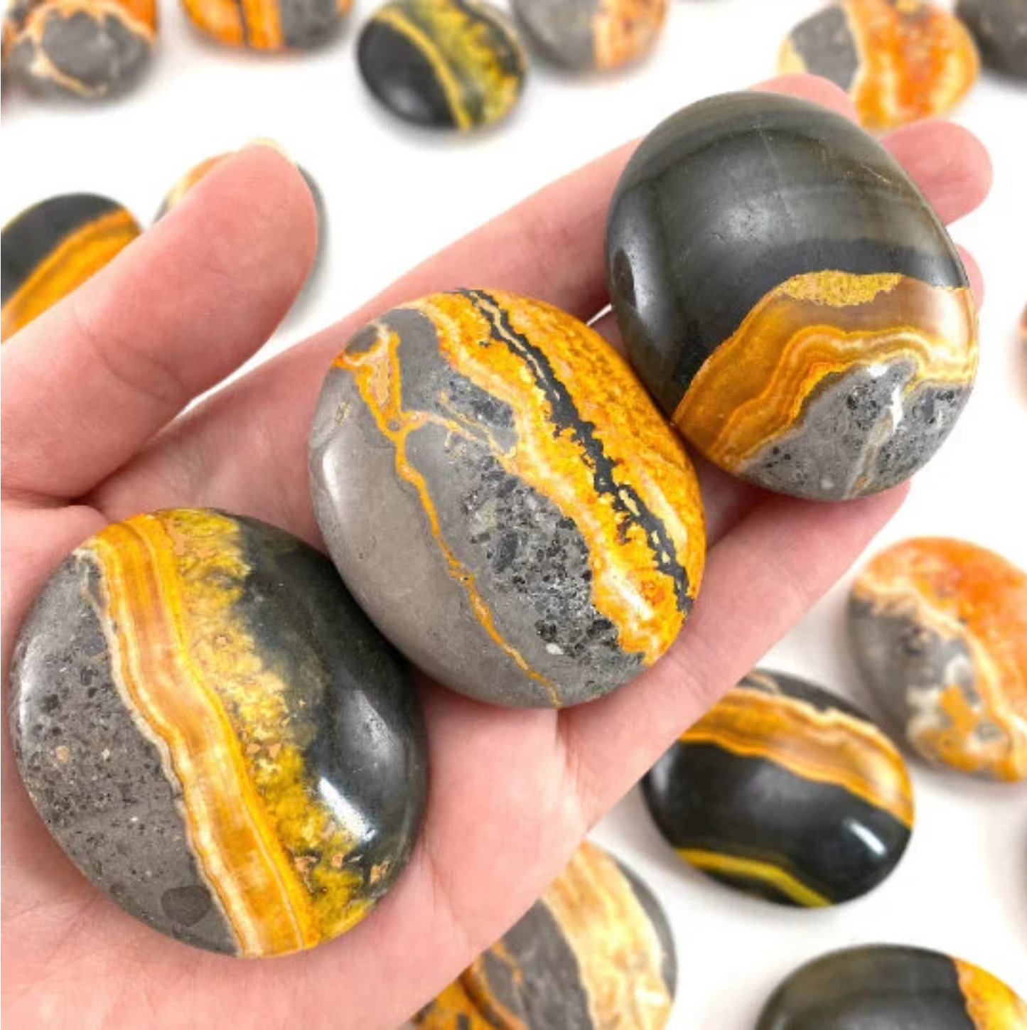 Bumbleebee Jasper Palm Stone, worry stone
