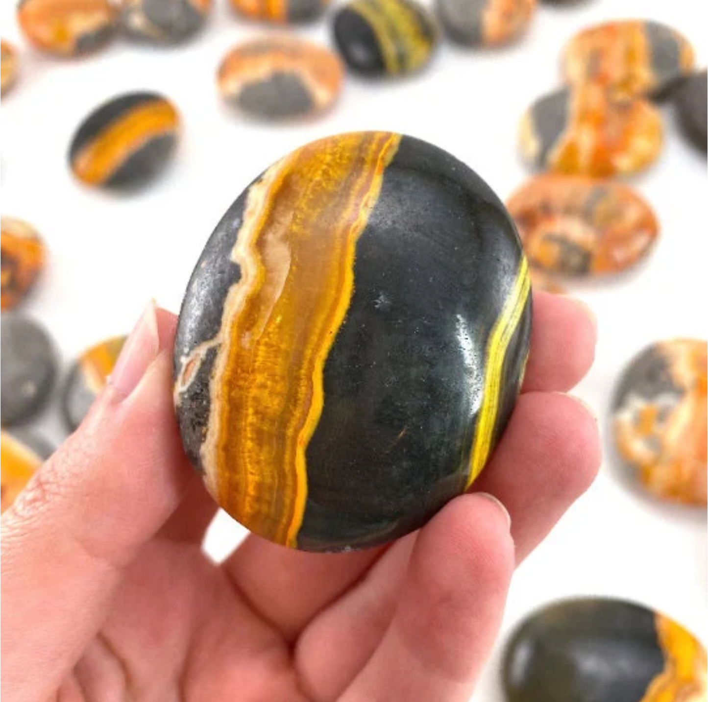 Bumbleebee Jasper Palm Stone, worry stone