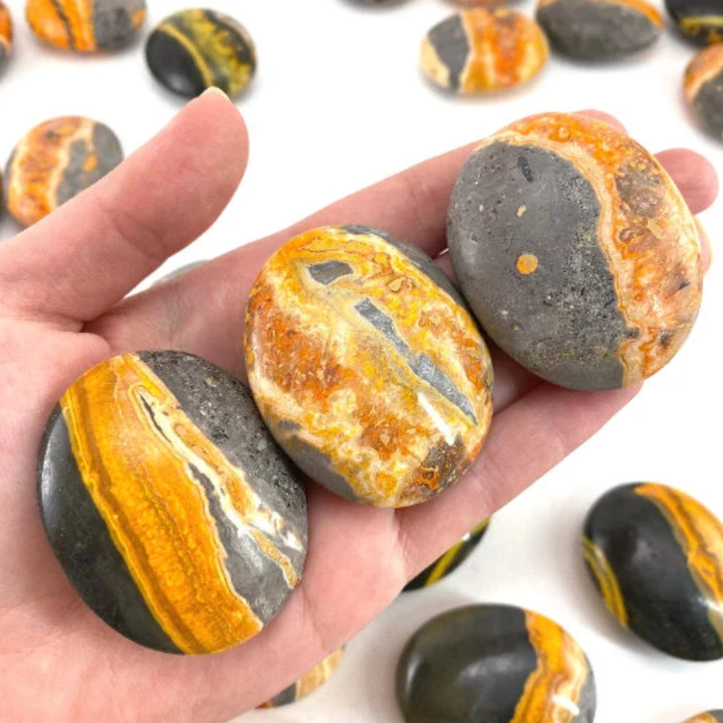 Bumbleebee Jasper Palm Stone, worry stone