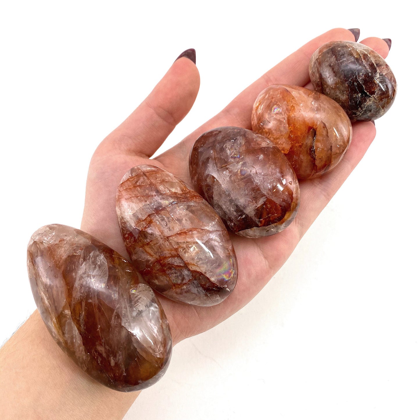 Fire Quartz Palm Stone, red fire quartz, red hematoid quartz palmstone, crystal palm stone, chakra palm stone