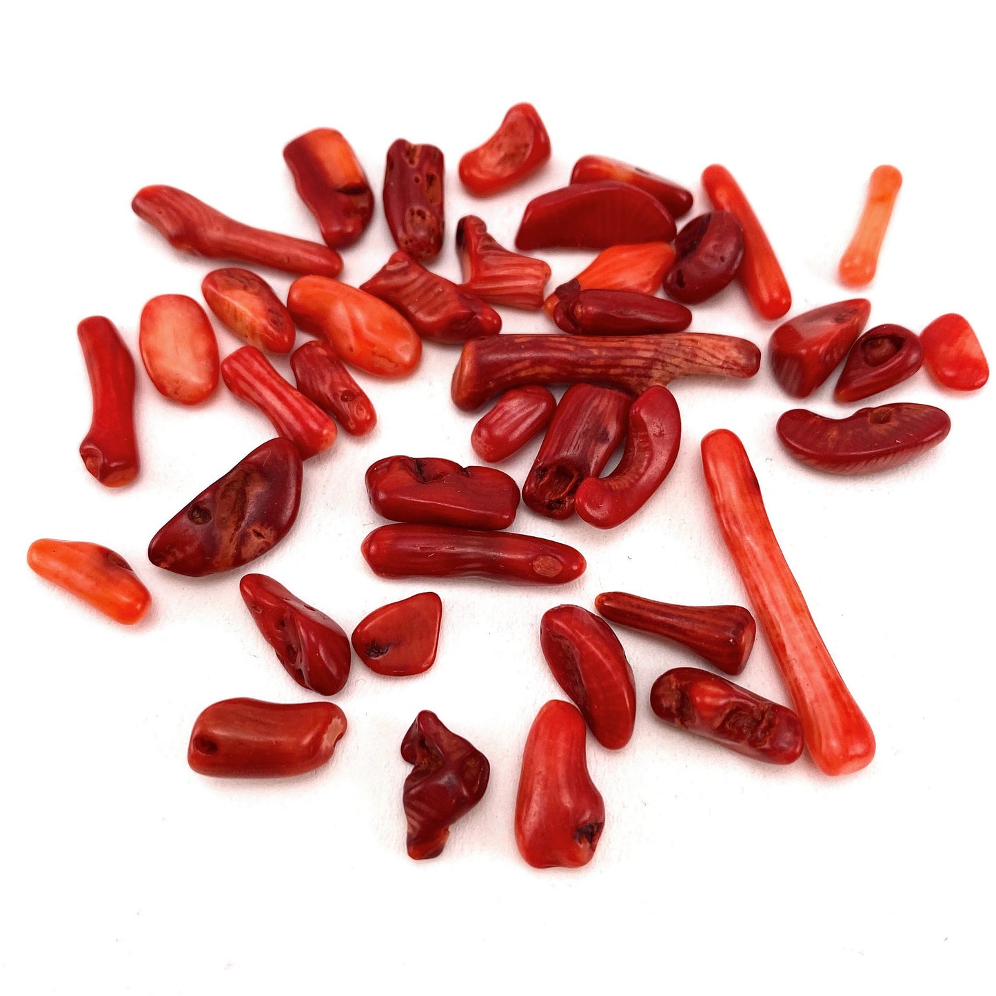 20g of Red Coral, mini tumbled stones, tumbled crystal, tumbled red coral, red coral chips