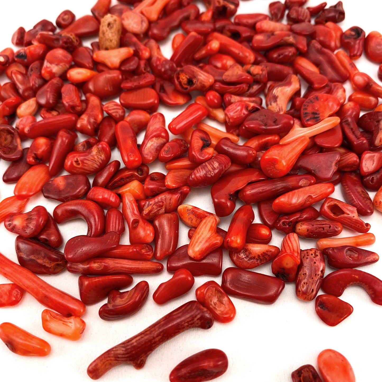 20g of Red Coral, mini tumbled stones, tumbled crystal, tumbled red coral, red coral chips
