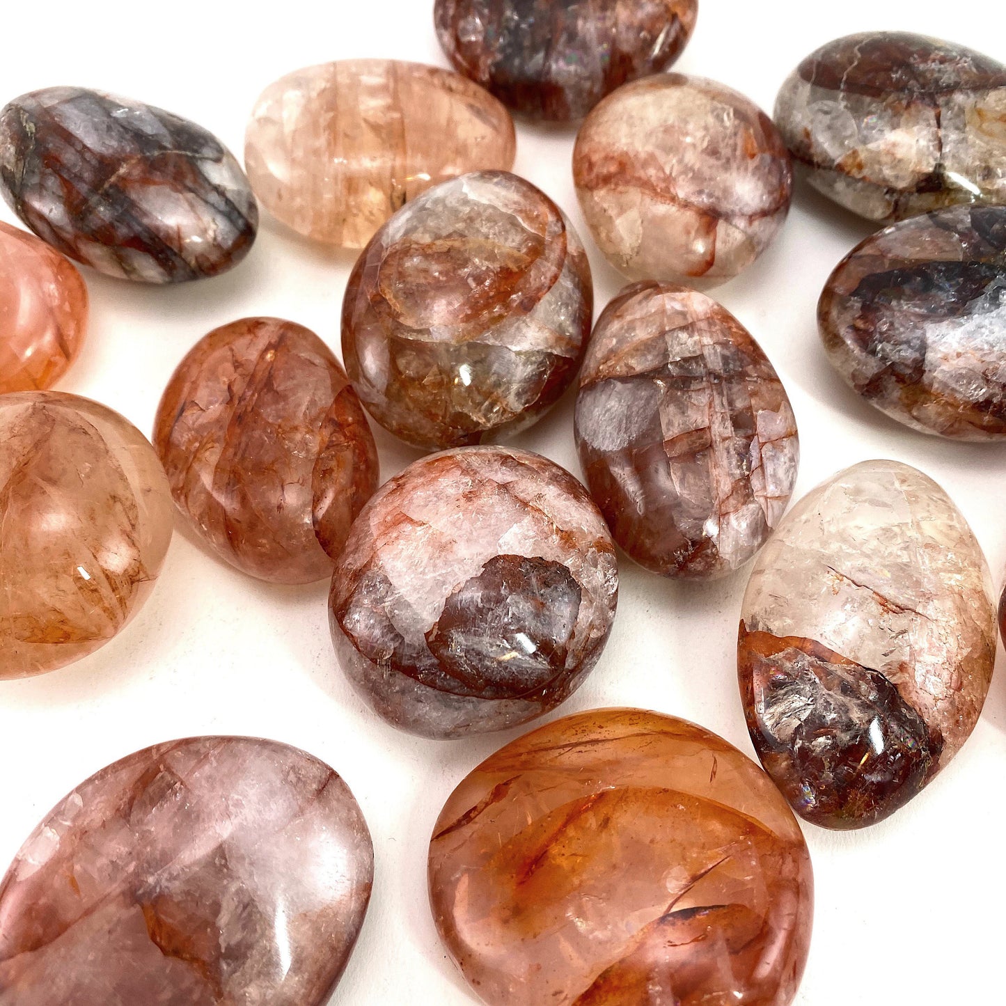Fire Quartz Palm Stone, red fire quartz, red hematoid quartz palmstone, crystal palm stone, chakra palm stone