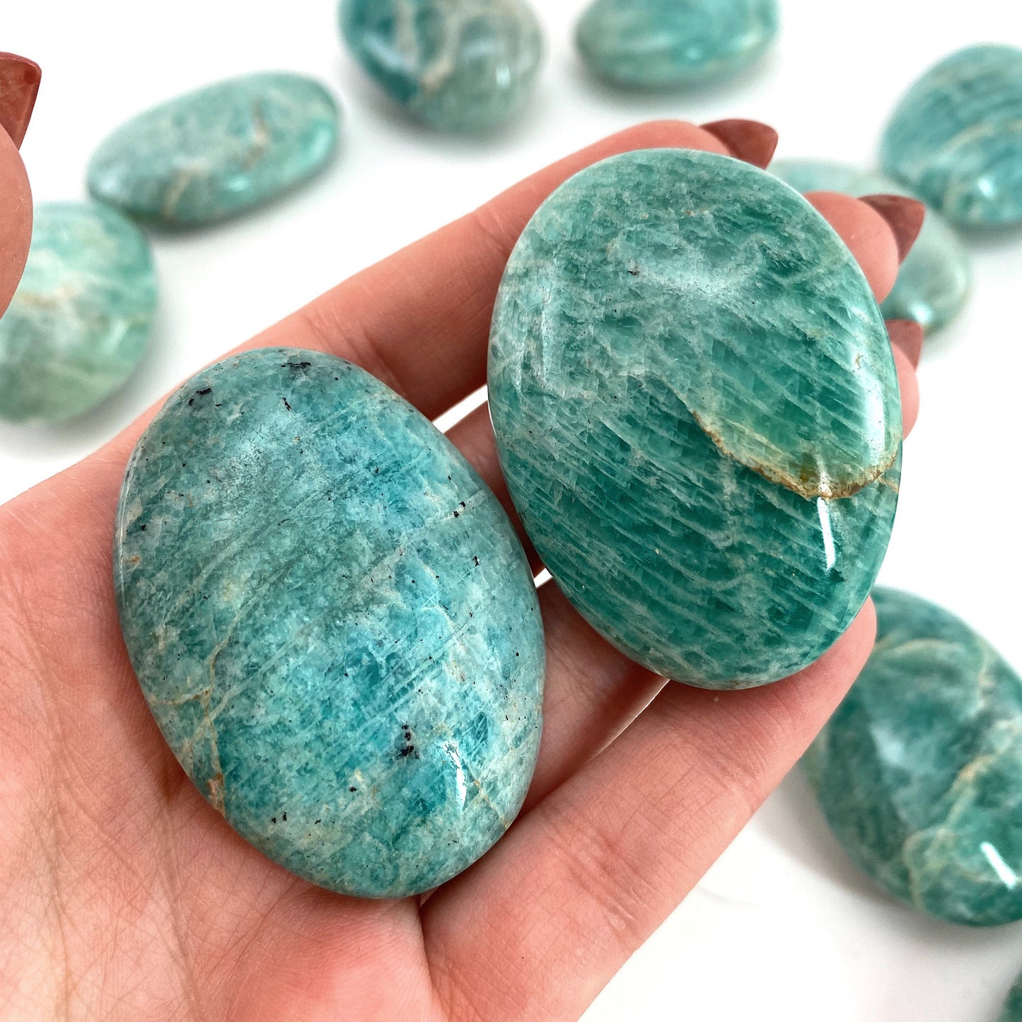 Amazonite Palm stone, amazonite palmstone, pocket stone, worry stone, amazonite