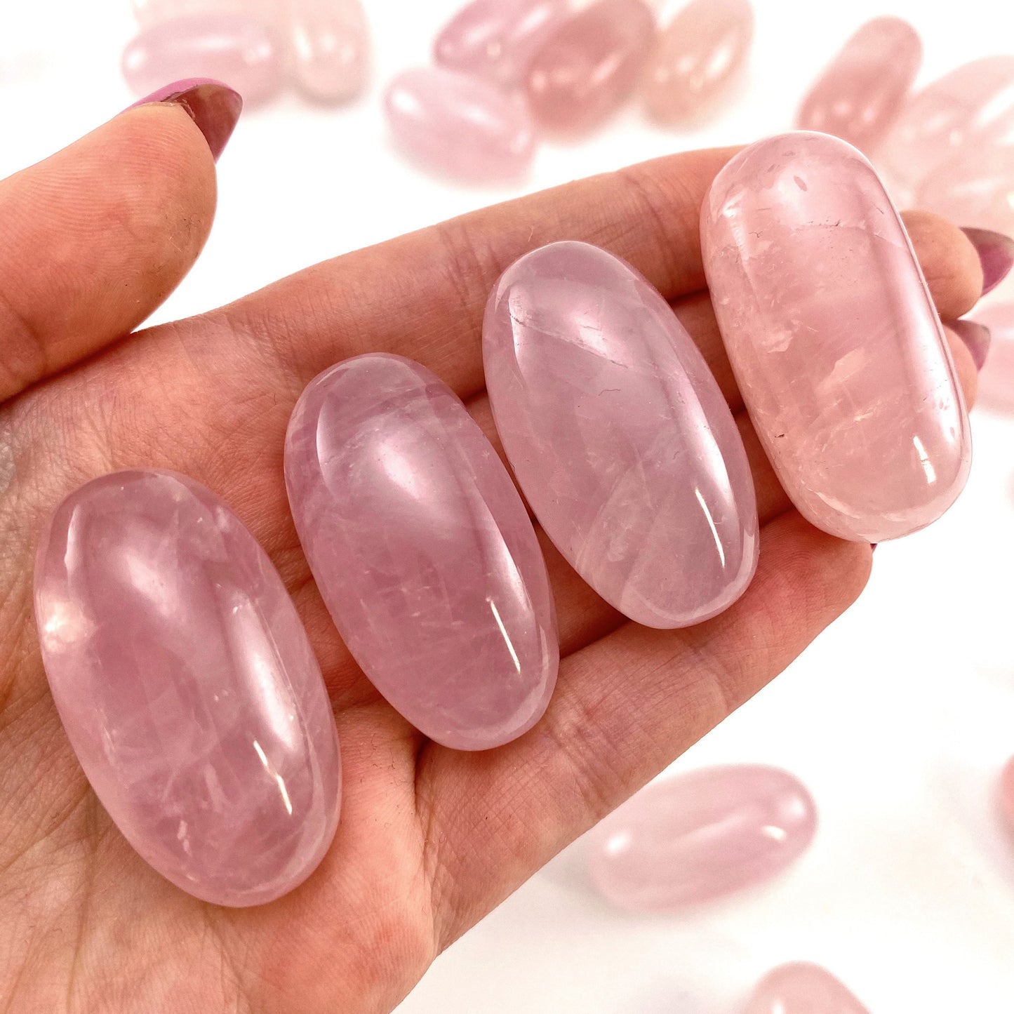 ONE Polished Rose Quartz, natural rose quartz, tumbled rose quartz, rose quartz tumble, rose quartz palm stone