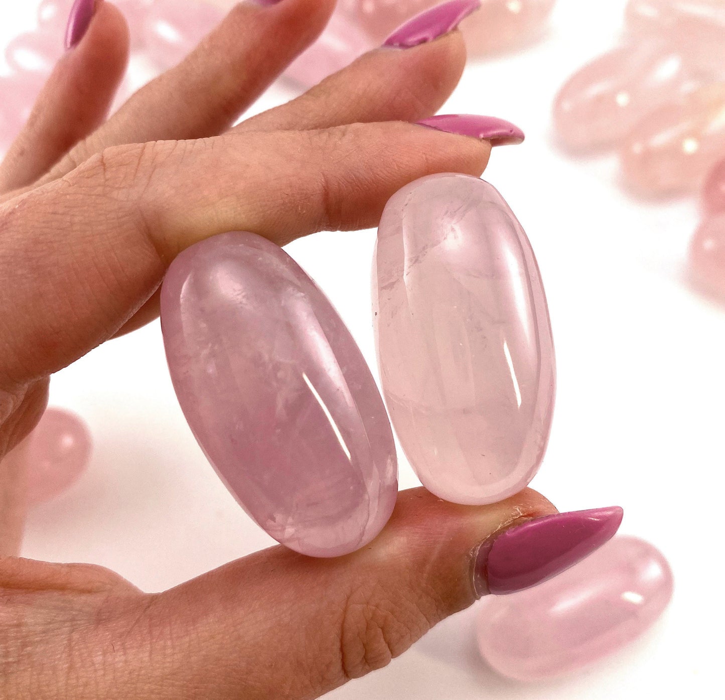 ONE Polished Rose Quartz, natural rose quartz, tumbled rose quartz, rose quartz tumble, rose quartz palm stone