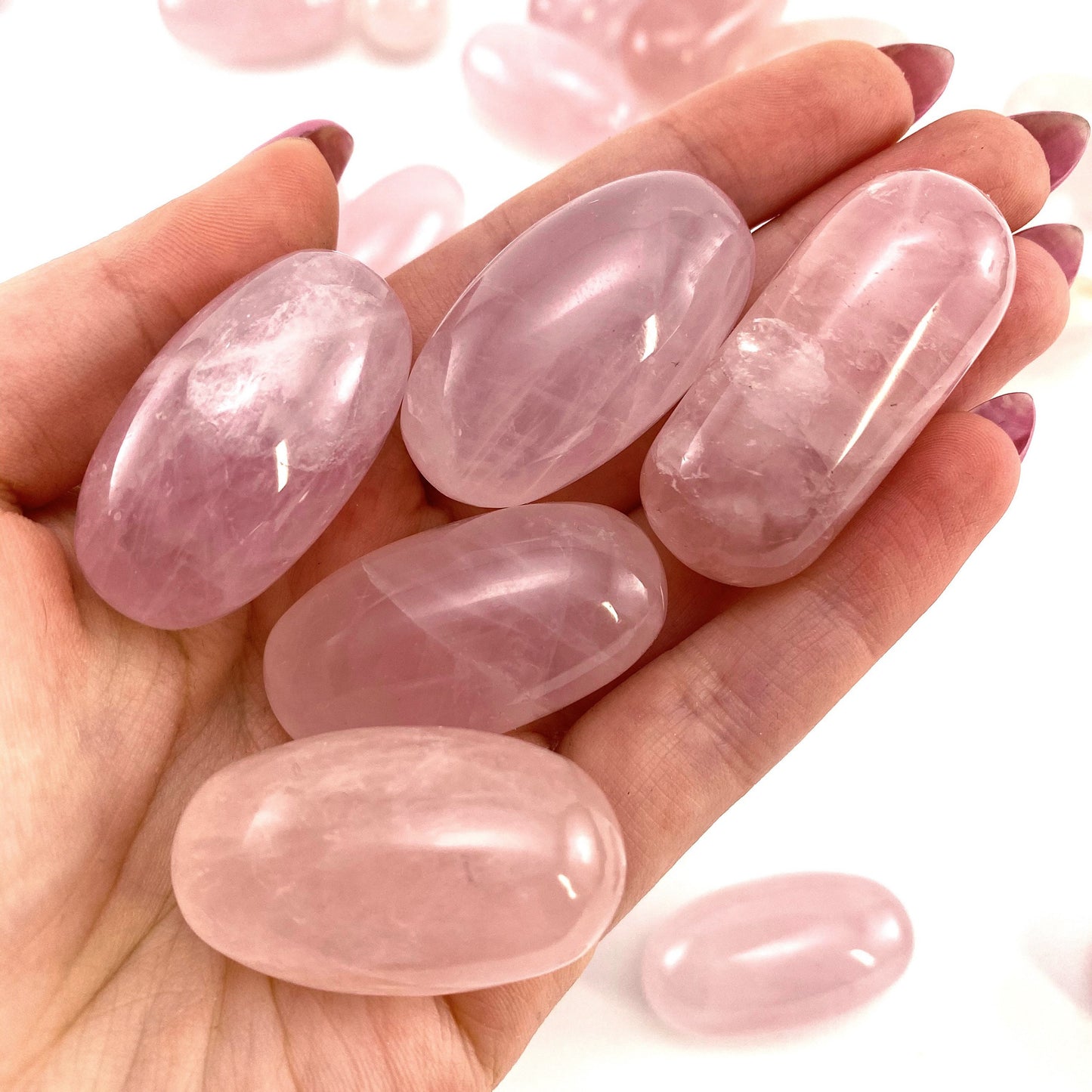ONE Polished Rose Quartz, natural rose quartz, tumbled rose quartz, rose quartz tumble, rose quartz palm stone