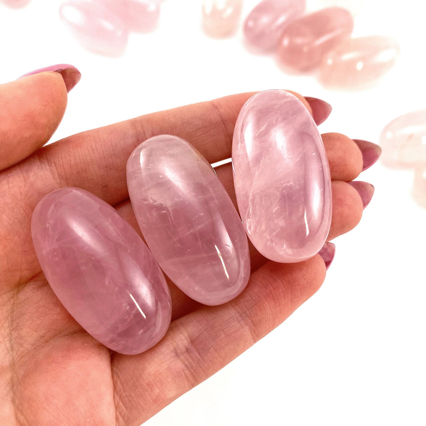 ONE Polished Rose Quartz, natural rose quartz, tumbled rose quartz, rose quartz tumble, rose quartz palm stone