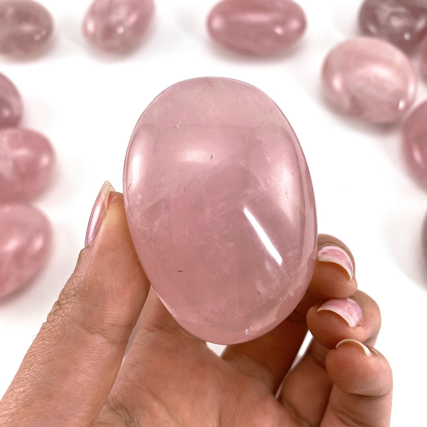 Rose Quartz Palm Stone, pink rose quartz, polished rose quartz, rose quartz palmstone, chakra palm stone