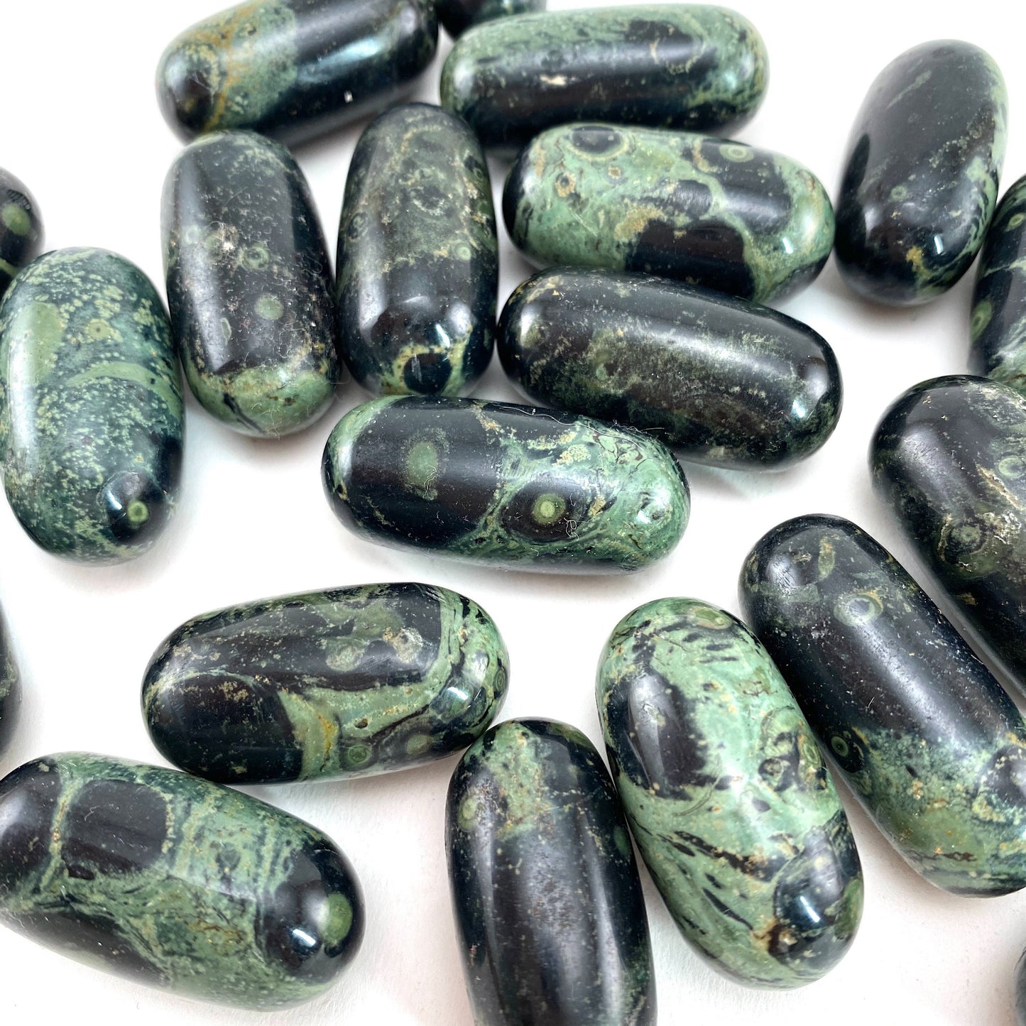 ONE Polished Kambaba Jasper, green jasper, tumbled Kambaba jasper, Kambaba jasper palm stone