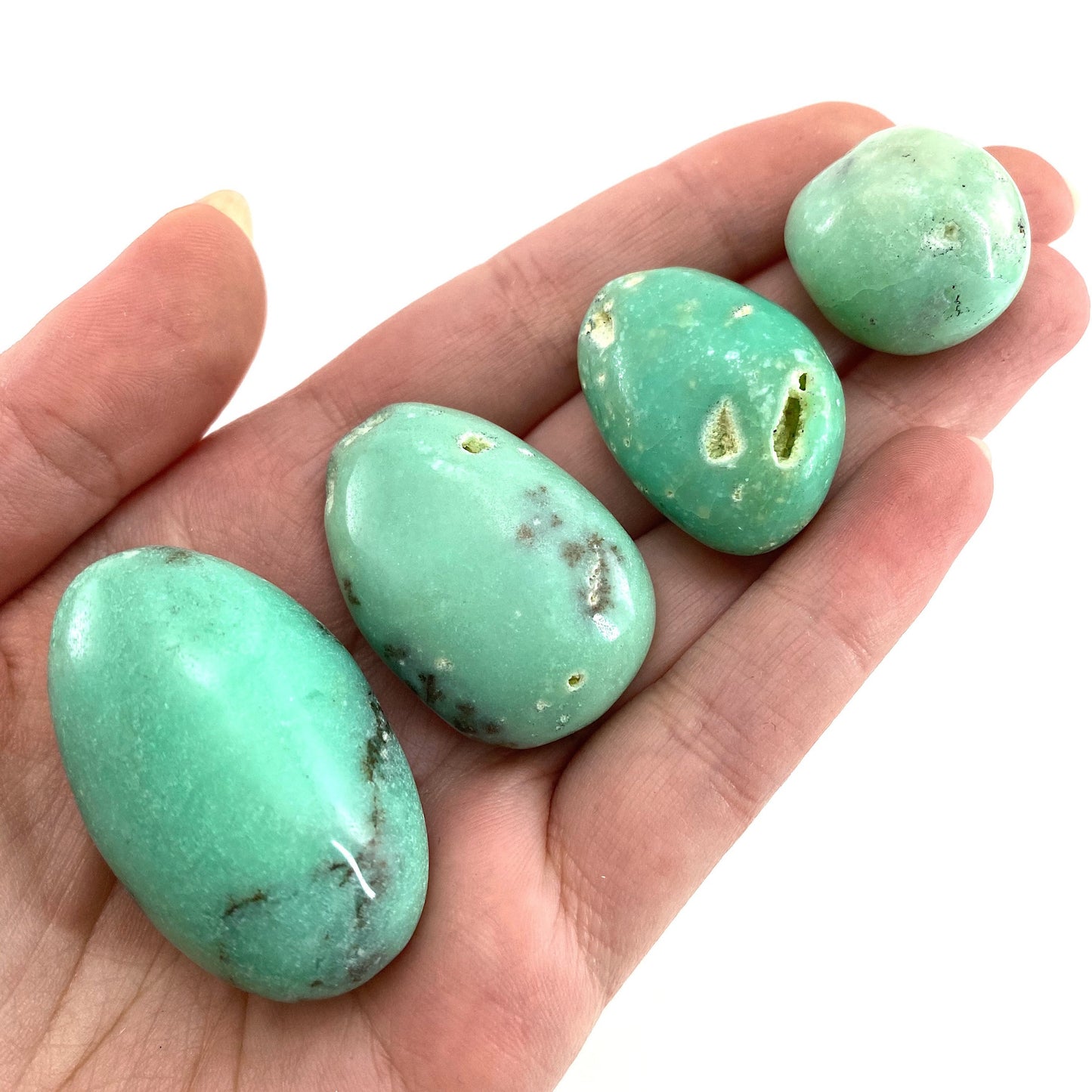 Rare! Tumbled Gem Chrysoprase, green chrysoprase, polished chrysoprase, gem chrysoprase tumble, tumbled stones, tumbled crystals