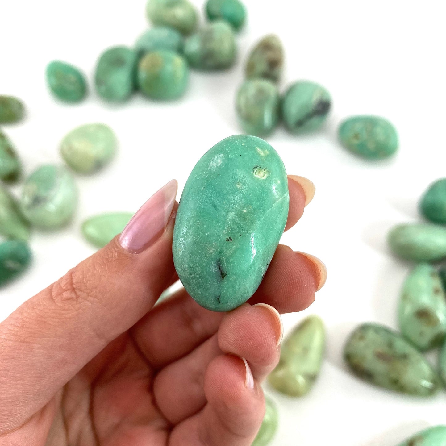 Rare! Tumbled Gem Chrysoprase, green chrysoprase, polished chrysoprase, gem chrysoprase tumble, tumbled stones, tumbled crystals