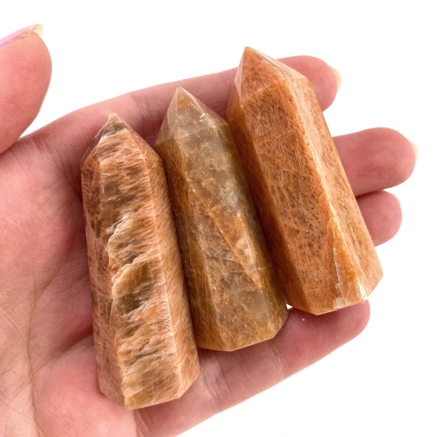 Peach Moonstone Point, peach moonstone tower, crystal point, peach moonstone crystal, peach moonstone