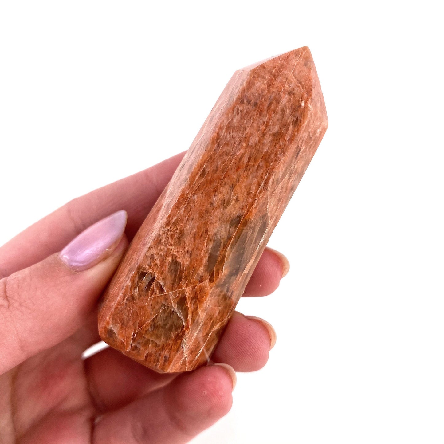 Peach Moonstone Point, peach moonstone tower, crystal point, peach moonstone crystal, peach moonstone