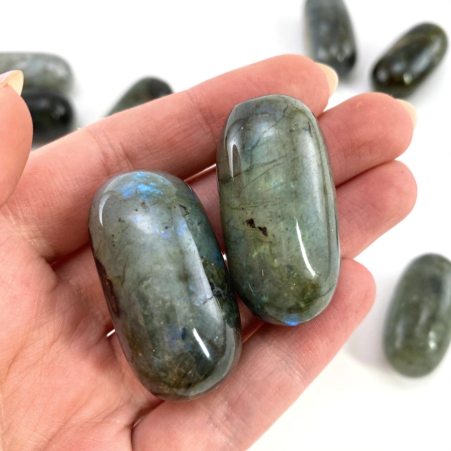 ONE Polished Labradorite, labradorite, tumbled labradorite, blue labradorite, labradorite palm stone