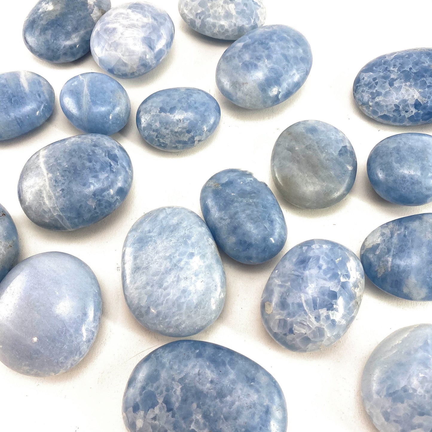 Blue Calcite Palm Stone, blue calcite, blue calcite palmstone, palm stone, worry stone