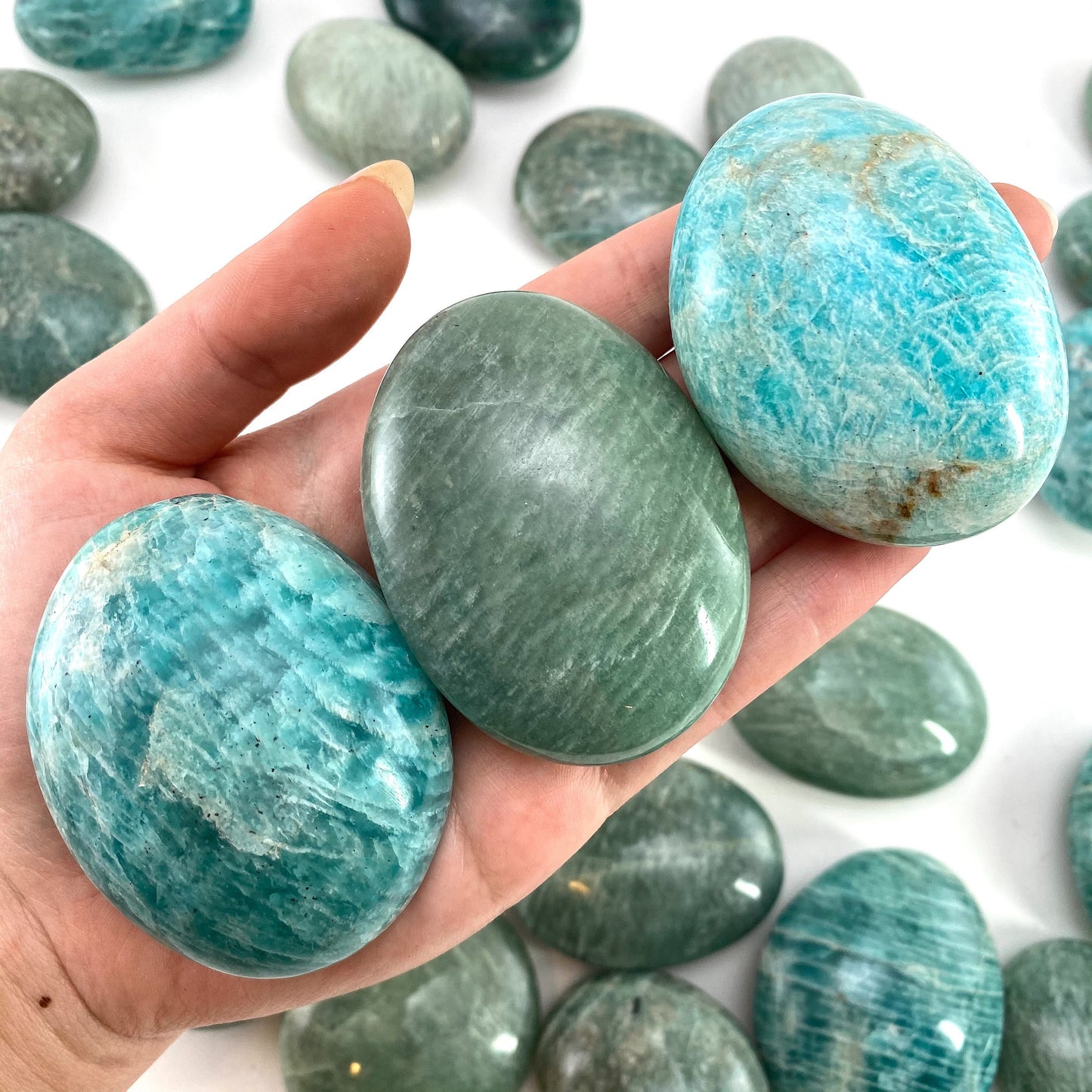 Amazonite Palm stone, amazonite palmstone, pocket stone, worry stone, amazonite