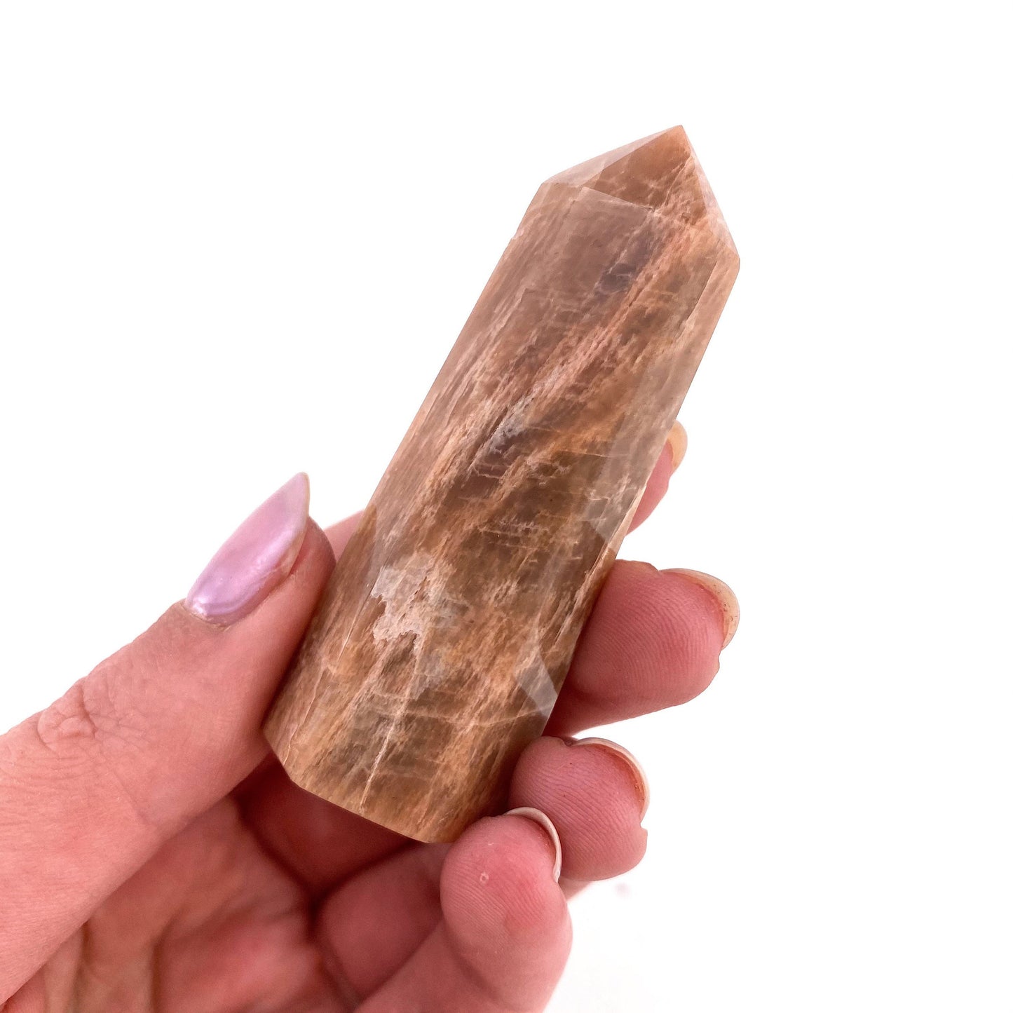 Peach Moonstone Point, peach moonstone tower, crystal point, peach moonstone crystal, peach moonstone