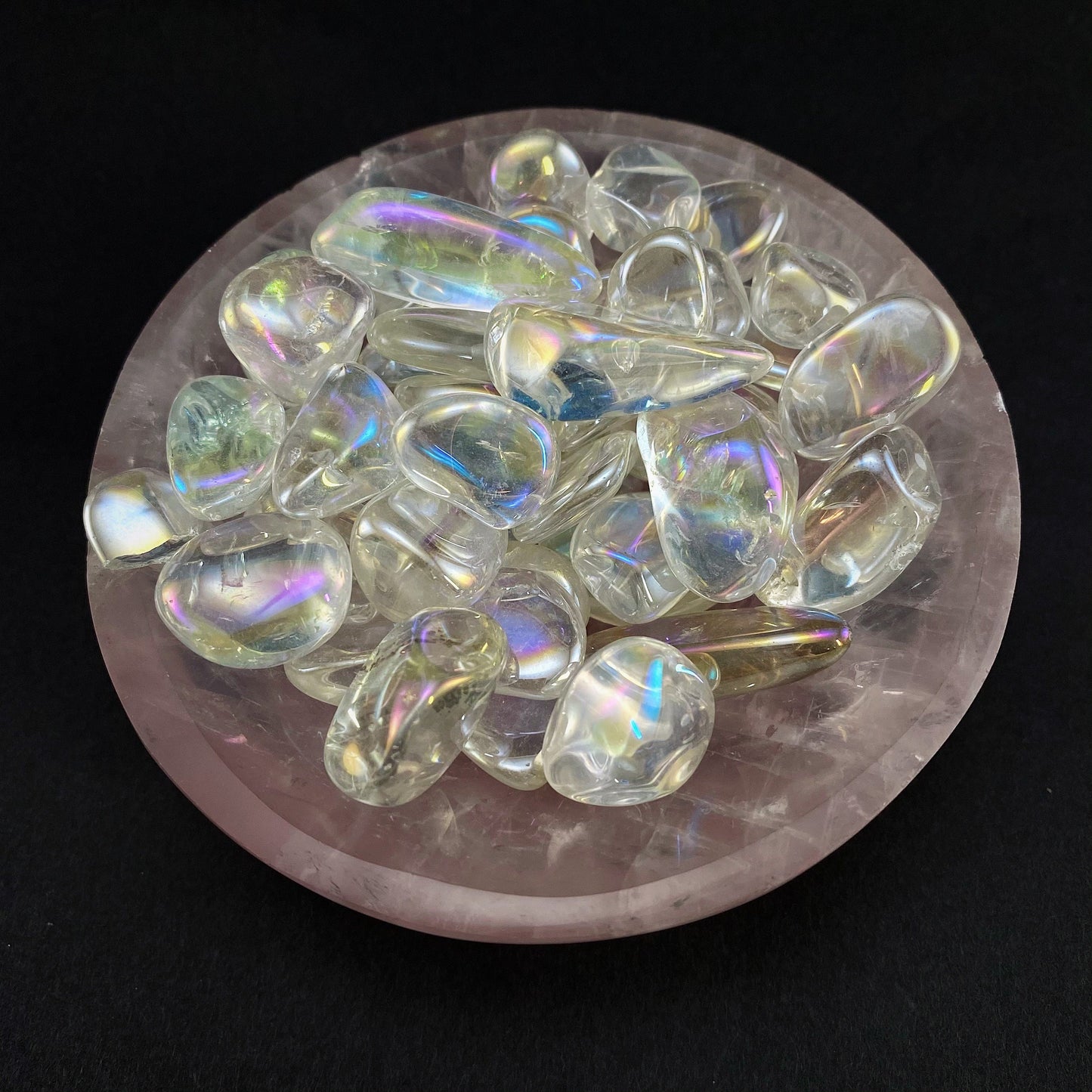 20g of tumbled angel aura quartz, aura quartz, polished angel aura quartz, angel aura quartz tumble, rainbow aura crystal