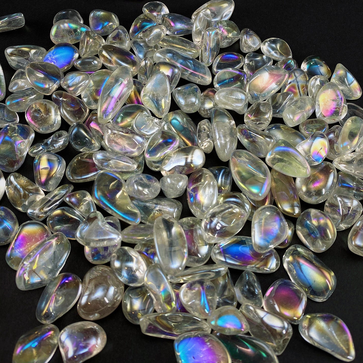 20g of tumbled angel aura quartz, aura quartz, polished angel aura quartz, angel aura quartz tumble, rainbow aura crystal