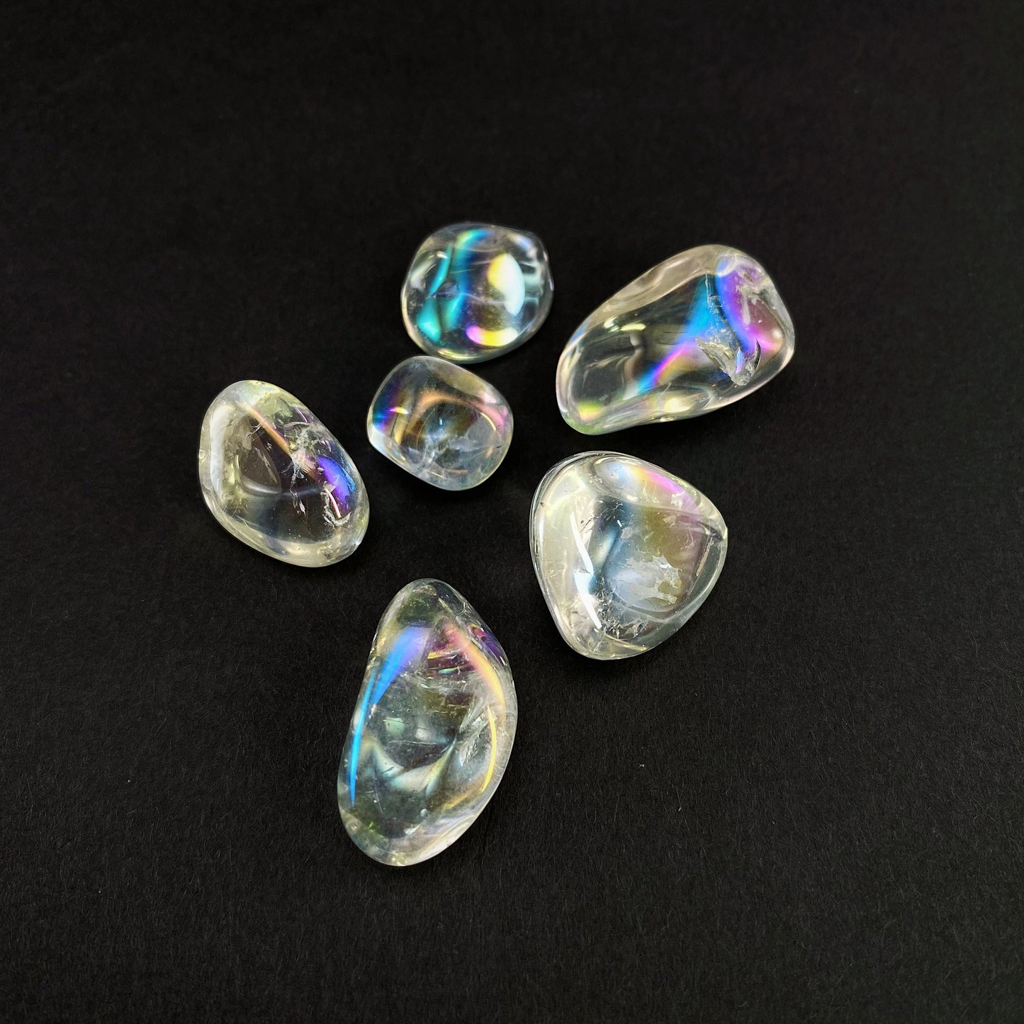 20g of tumbled angel aura quartz, aura quartz, polished angel aura quartz, angel aura quartz tumble, rainbow aura crystal