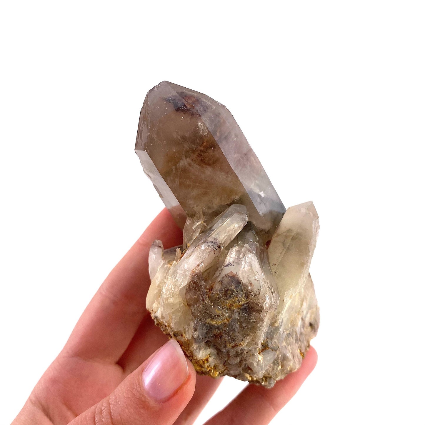 Red Hematite Quartz Cluster (Zimbabwe), quartz crystal, hematite quartz point, red phantom quartz, fire quartz