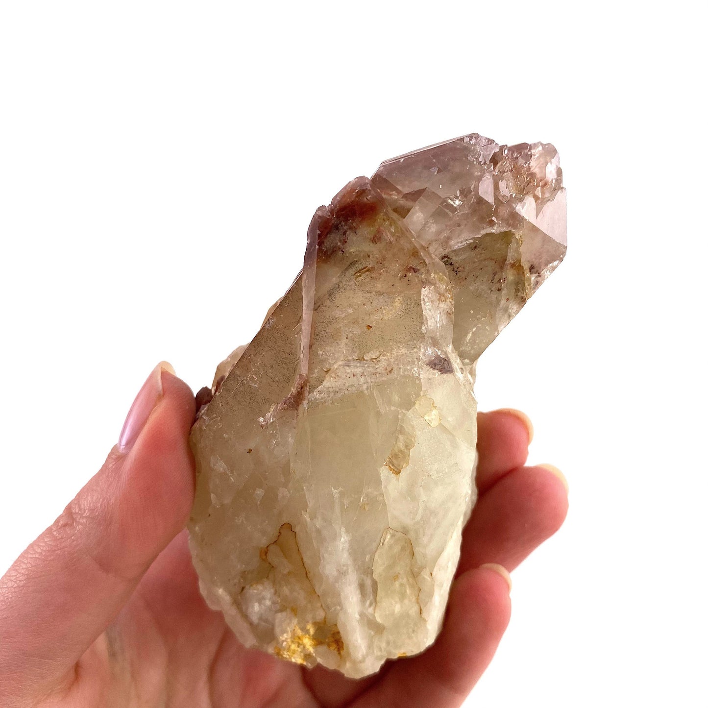 Red Hematite Quartz Cluster (Zimbabwe), quartz crystal, hematite quartz point, red phantom quartz, fire quartz
