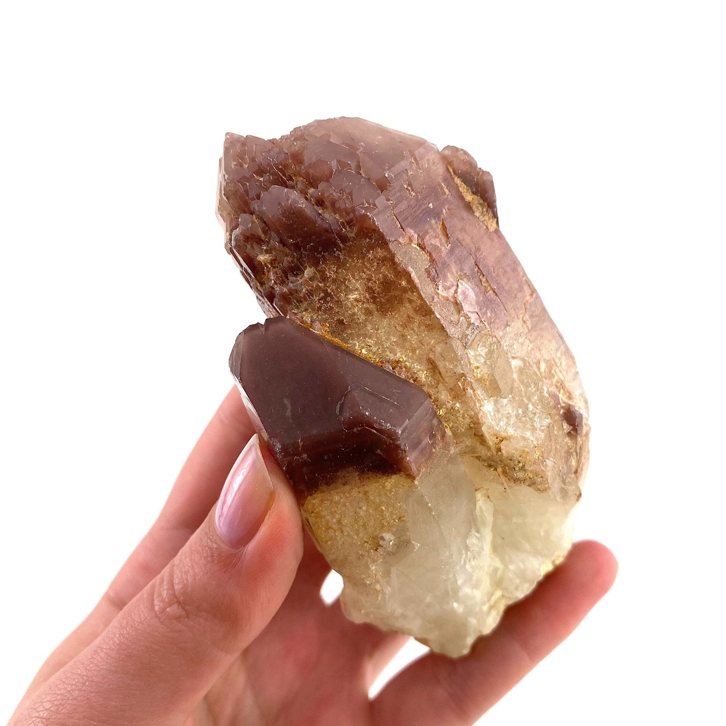 Red Hematite Quartz Cluster (Zimbabwe), quartz crystal, hematite quartz point, red phantom quartz, fire quartz