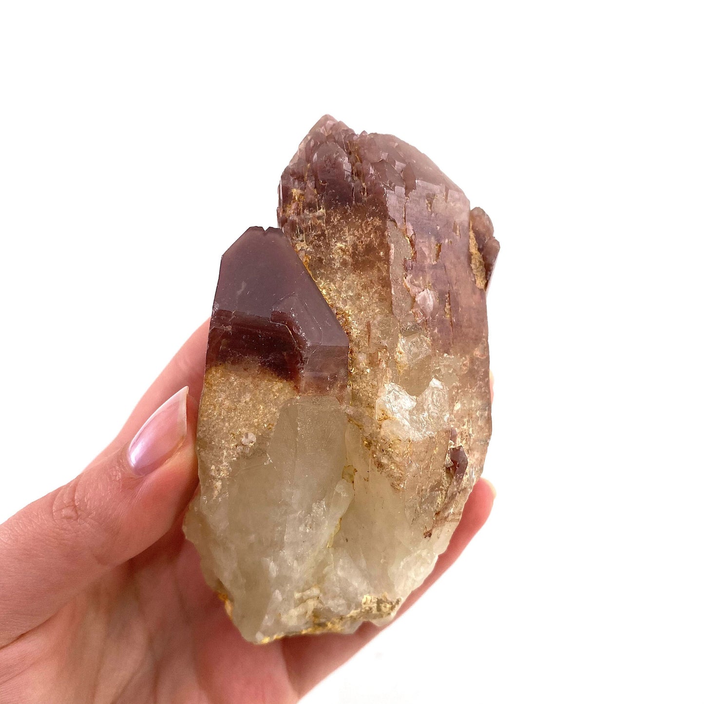 Red Hematite Quartz Cluster (Zimbabwe), quartz crystal, hematite quartz point, red phantom quartz, fire quartz