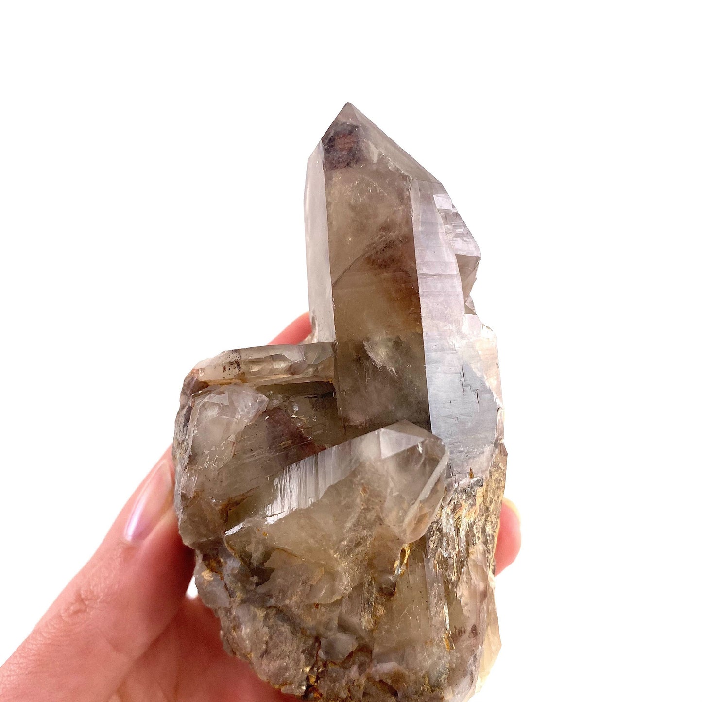 Red Hematite Quartz Cluster (Zimbabwe), quartz crystal, hematite quartz point, red phantom quartz, fire quartz