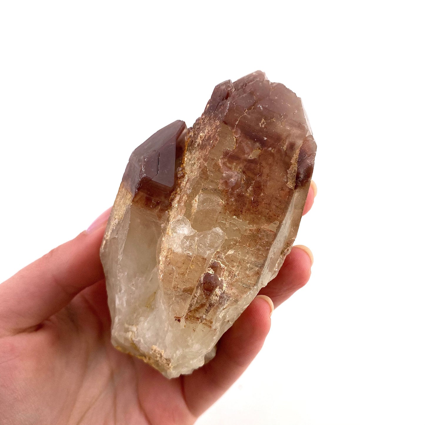 Red Hematite Quartz Cluster (Zimbabwe), quartz crystal, hematite quartz point, red phantom quartz, fire quartz