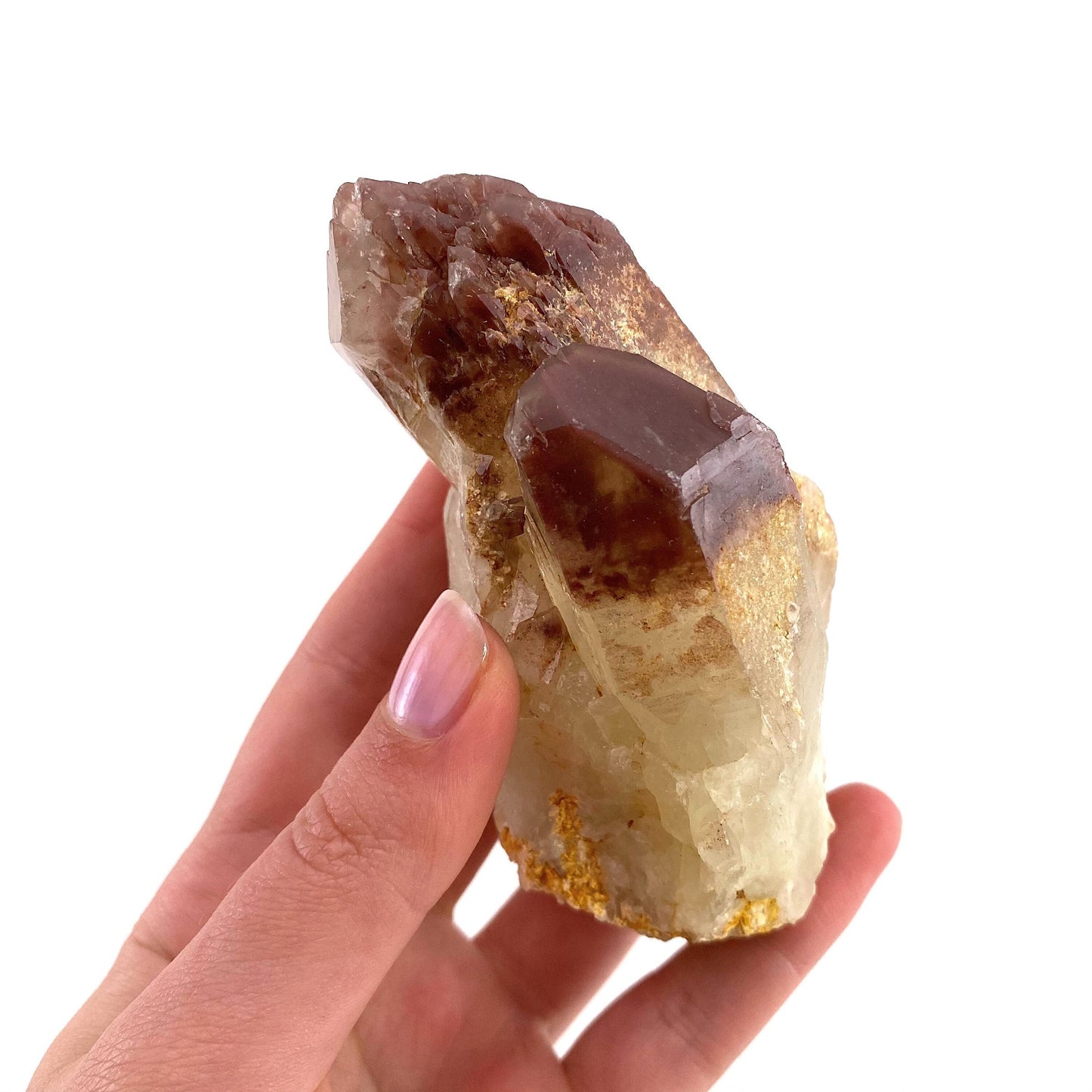 Red Hematite Quartz Cluster (Zimbabwe), quartz crystal, hematite quartz point, red phantom quartz, fire quartz