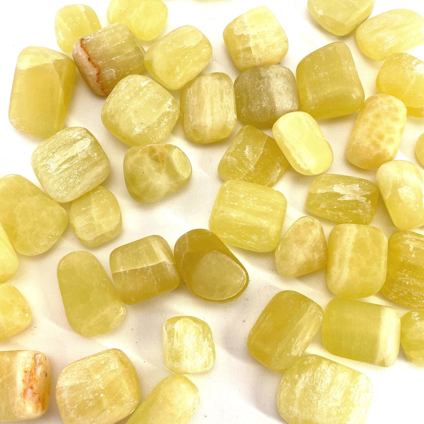 ONE tumbled lemon calcite, natural yellow calcite, polished lemon calcite, yellow calcite tumble, yellow calcite crystal