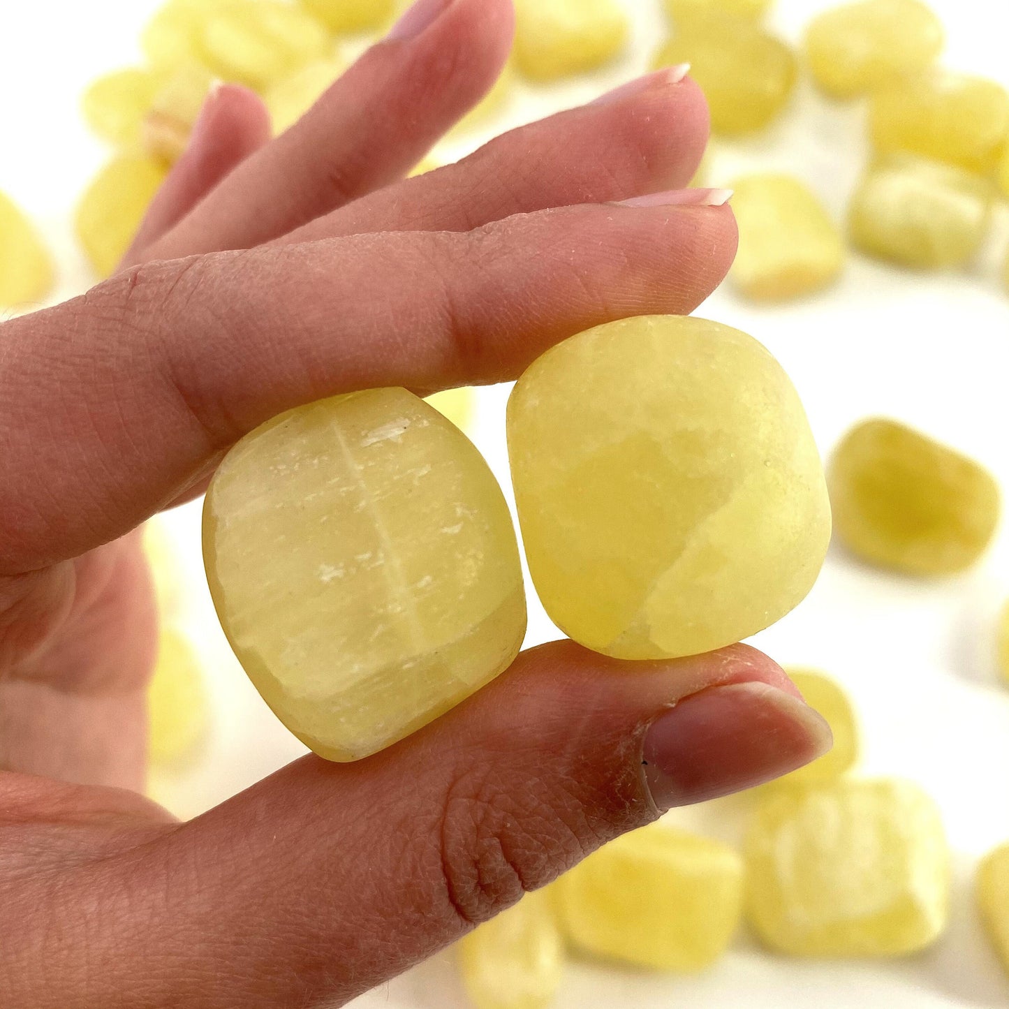 ONE tumbled lemon calcite, natural yellow calcite, polished lemon calcite, yellow calcite tumble, yellow calcite crystal