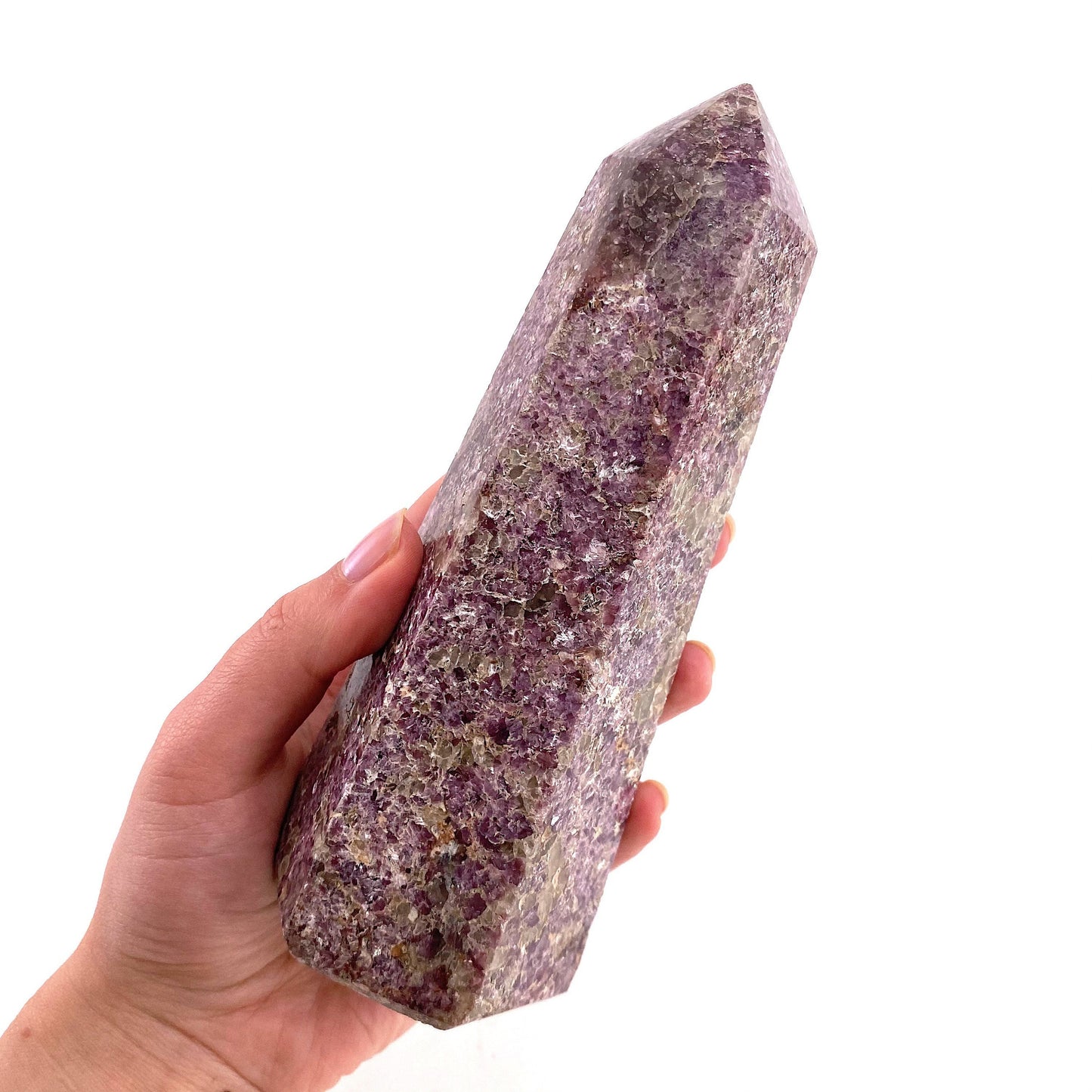 XL Polished lepidolite point, lepidolite wand, lepidolite crystal, crystal point