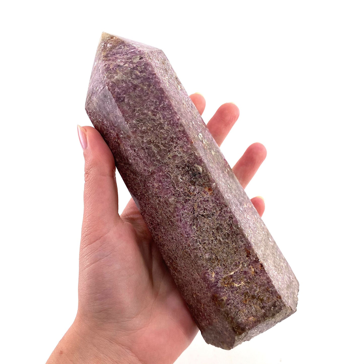 XL Polished lepidolite point, lepidolite wand, lepidolite crystal, crystal point