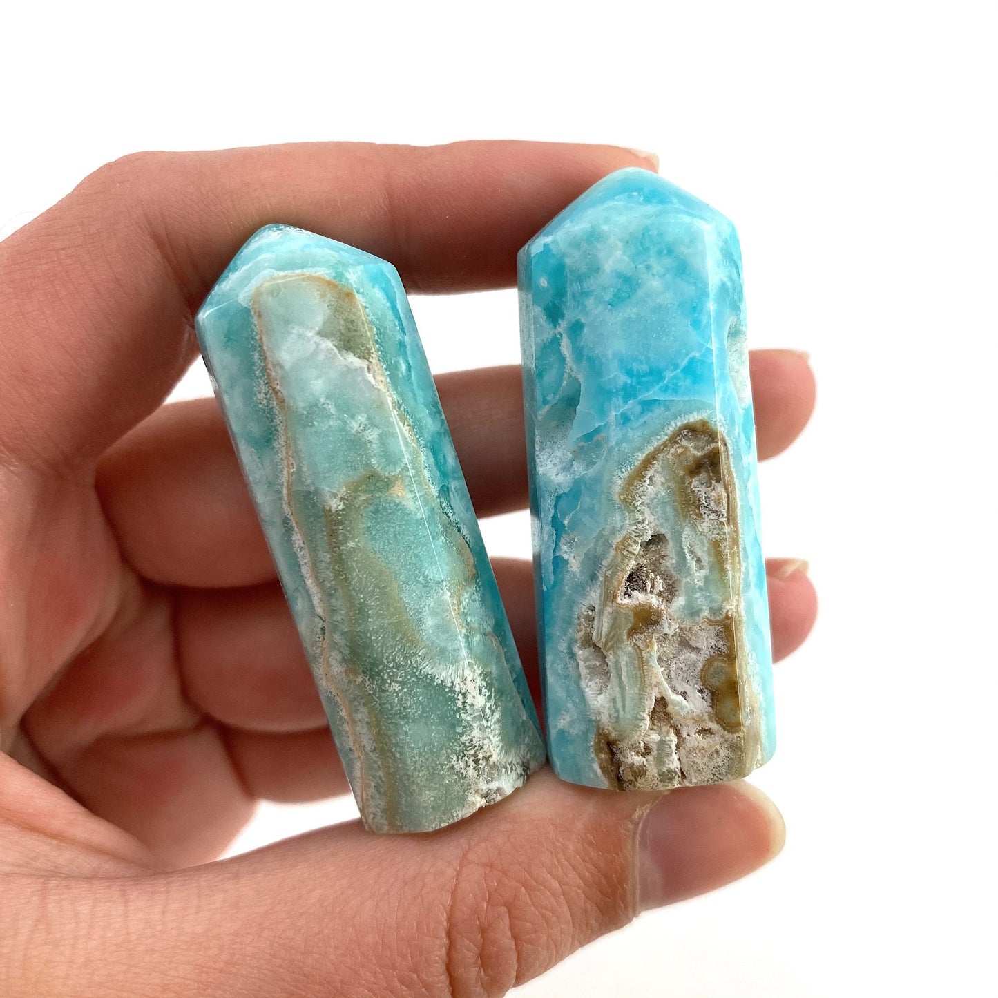 Blue Aragonite Point, blue aragonite tower, crystal point, blue aragonite crystal