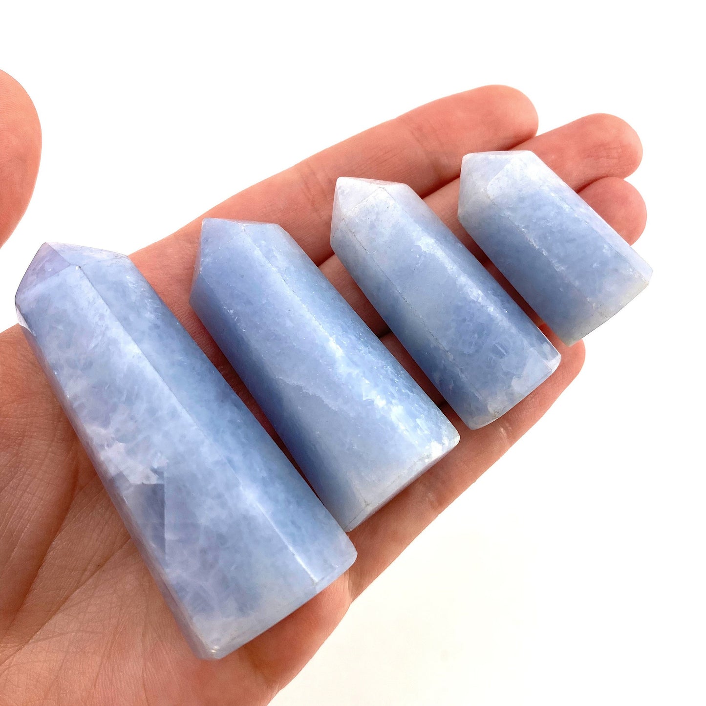 Blue Calcite Point, blue calcite tower, crystal point, blue calcite crystal