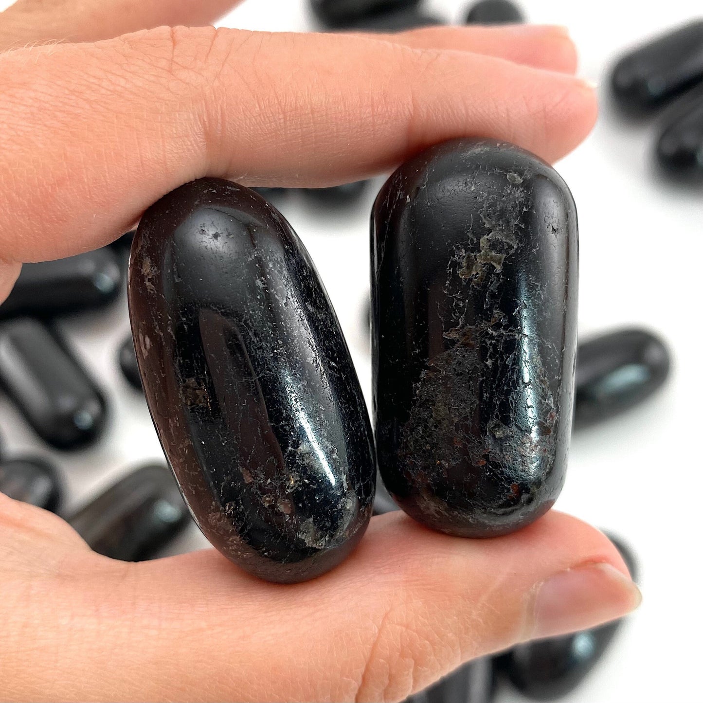 ONE Polished Black Tourmaline Stone, natural tourmaline, tumbled black tourmaline, tourmaline tumble, black tourmaline palm stone