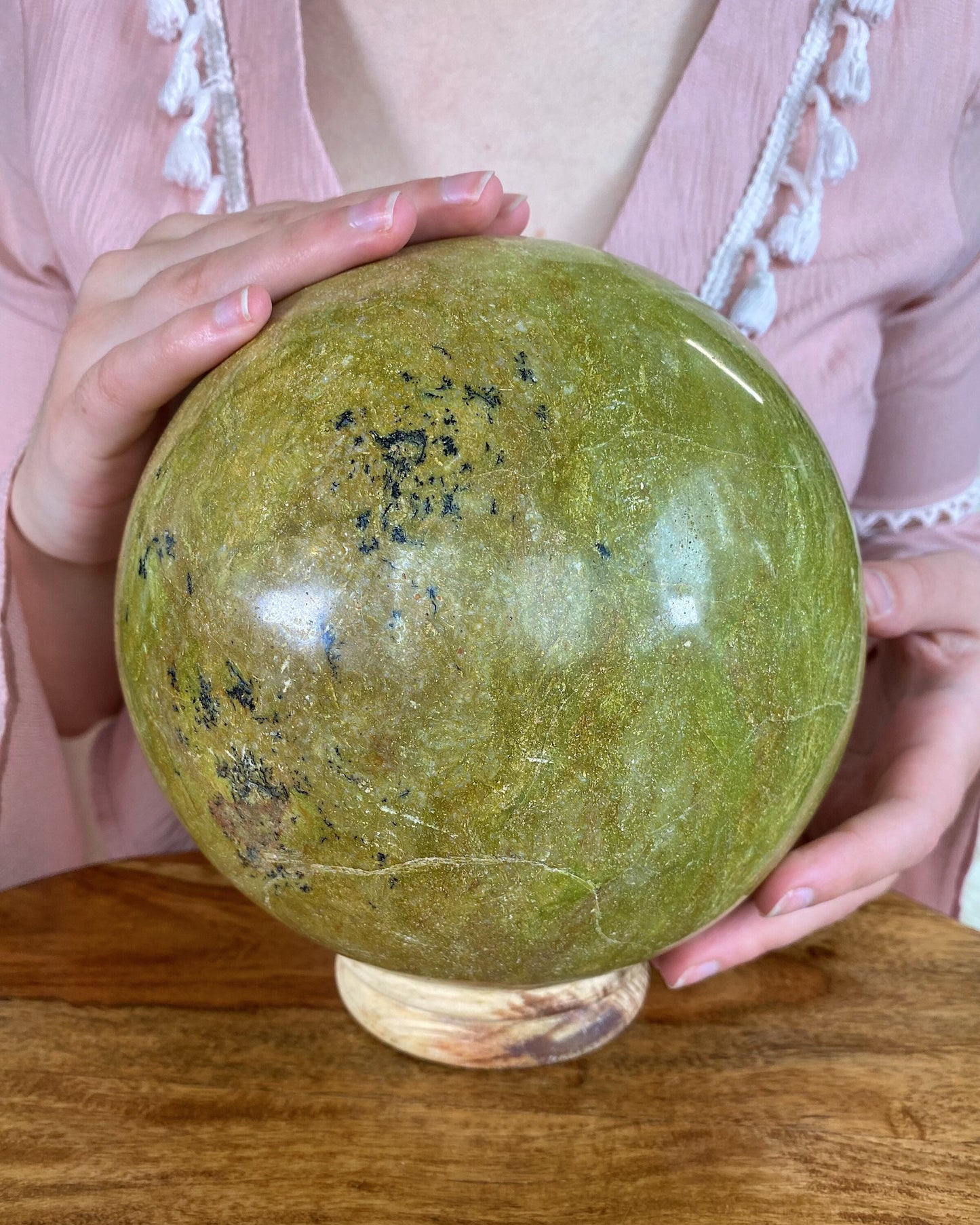 XXL Green Opal Sphere, crystal ball, green opal sphere, large crystal ball, huge crystals, green opal