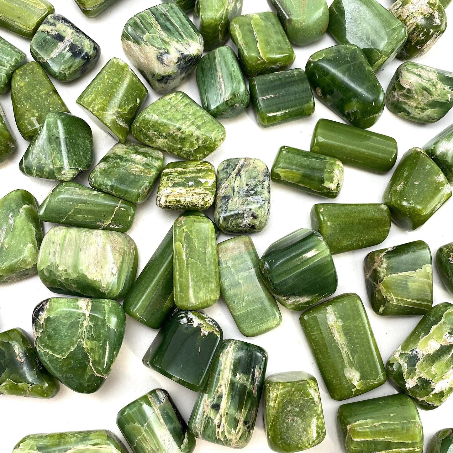 Tremolite Tumbled Stone | green tremolite crystal, polished tremolite, tremolite pocket stone