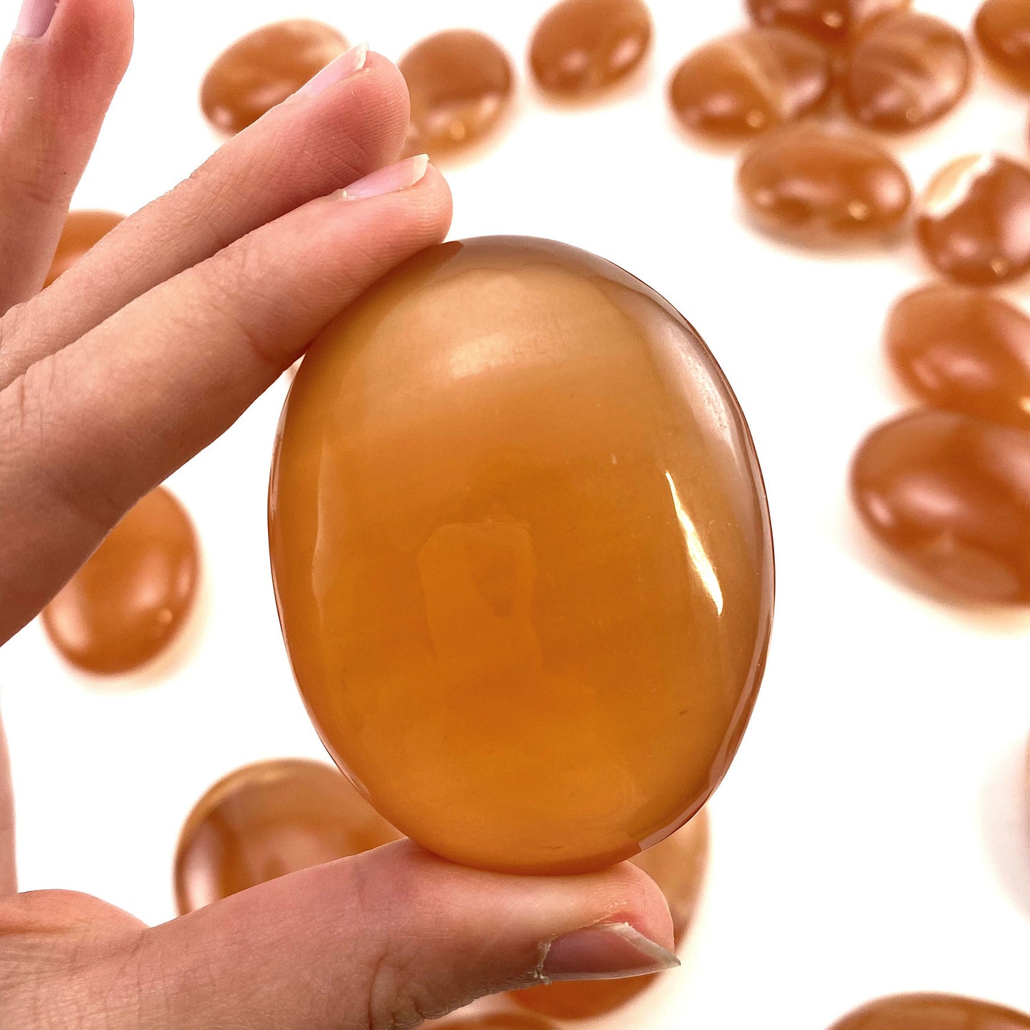 Honey Calcite Palm Stone, honey calcite, honey calcite palmstone, palm stone, worry stone