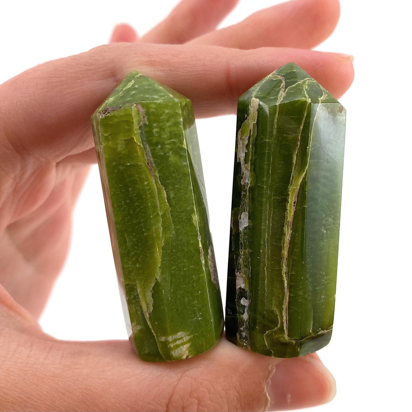 Rare! Tremolite Point, green tremolite tower, crystal point, green tremolite crystal, polished tremolite