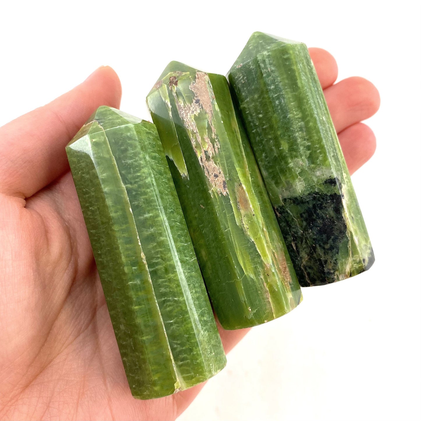 Rare! Tremolite Point, green tremolite tower, crystal point, green tremolite crystal, polished tremolite