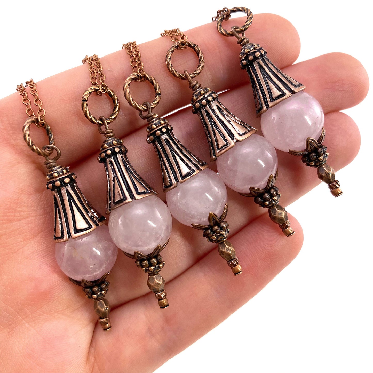 Rose Quartz Necklace, rose quartz bead necklace, bead necklace, layering necklace